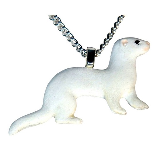 Dark Eyed White Ferret Necklace or DEW   734 - Picture 1 of 7